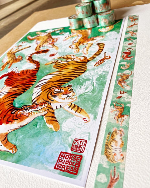 Washi Tape bao the Tiger, Tiger Pattern Yellow Washi Tape, 10m X 15mm 