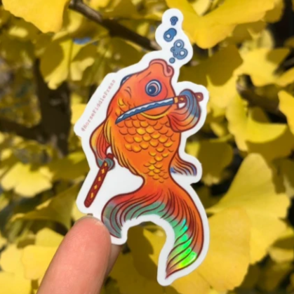 Golden Fish Samurai Vinyl Sticker