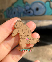 Skateboard Bear Enamel Pin
