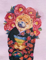 Chow Chow and Camellia Poster