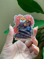Shiba Yakuza With Chrysanthemum Vinyl Sticker