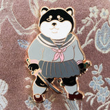 Shiba Japanese School Girl Enamel Pin