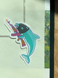 Dolphin and Gun Vinyl Sticker